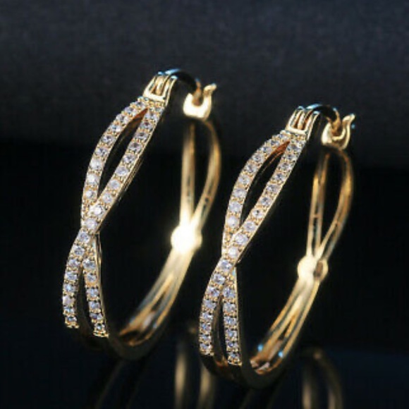18k gold plated new hoop earrings - Picture 5 of 6